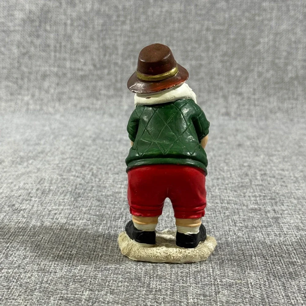 VTG Santa Claus Golfing Figurine Green Red Resin Sporty Holiday Gift Men Decor